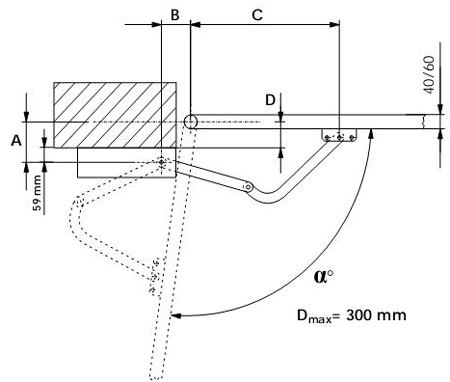 схема установки приводов FAAC 390 KIT на распашные ворота