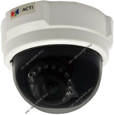 E52 Acti Купольная ip камера 1.3 Мп, с подсветкой, объективом 3,6 мм с ИК фильтром